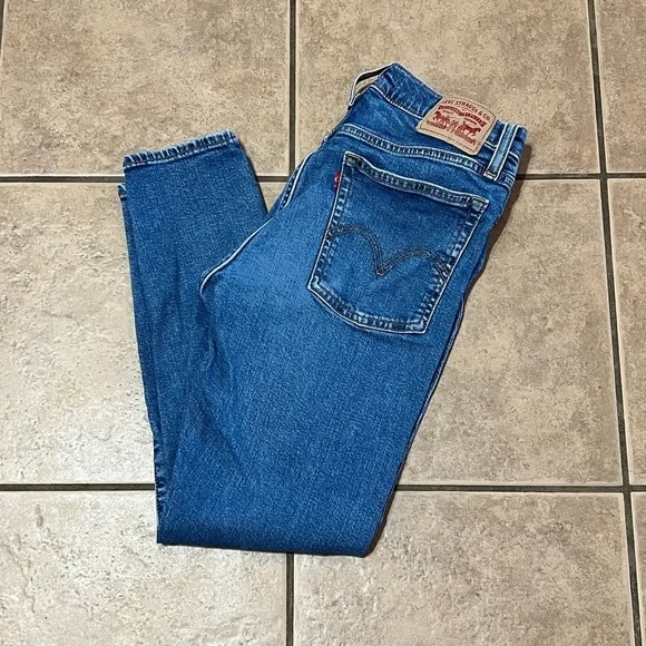Levi’s 29 Wedgie Skinny Fit Cropped Denim Jeans High Rise Button Front - Picture 3 of 9